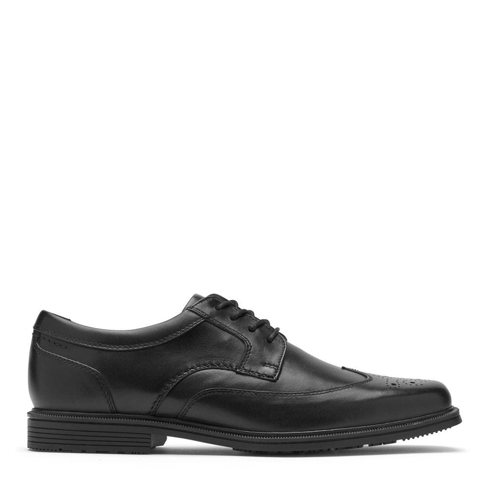 Rockport Taylor Wing - Mens Oxfords - Black - NZ (GRZ-543902)